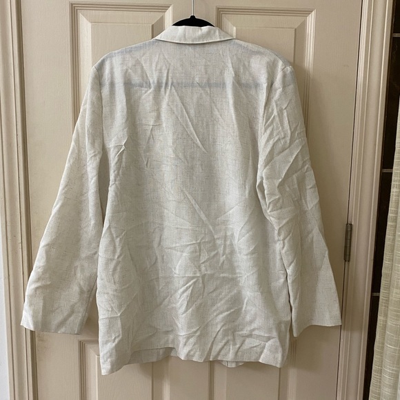 Vintage Cream linen oversized blazer - Picture 2 of 3